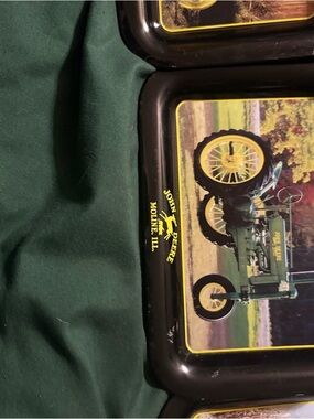 3 John Deere Tin Trays 2002 Model ANH C GH Trinket Coin Dish 6.5"x4.5" Decor